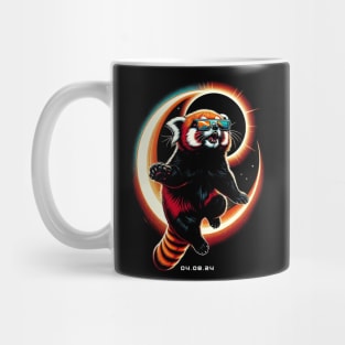 Radiant Red Panda Eclipse: Unique Tee with Cute Bamboo Munchers Mug